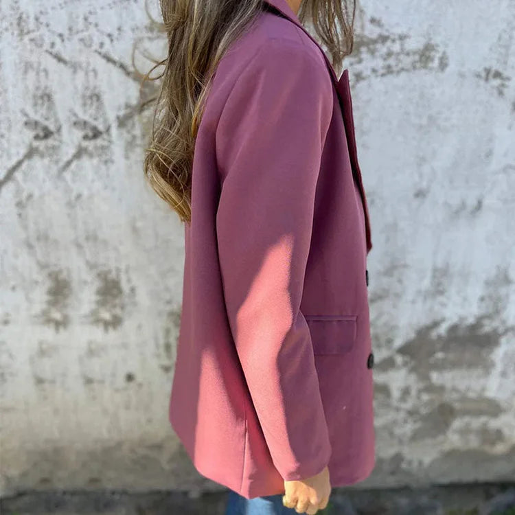 Blazer de mujer de manga larga en color liso a la moda