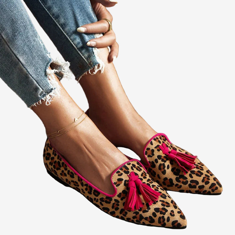 Sofia - Décolleté Leopardo con Flecos