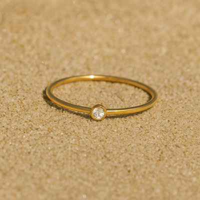 Anillo Colori – Chapado en oro y piedra de nacimiento