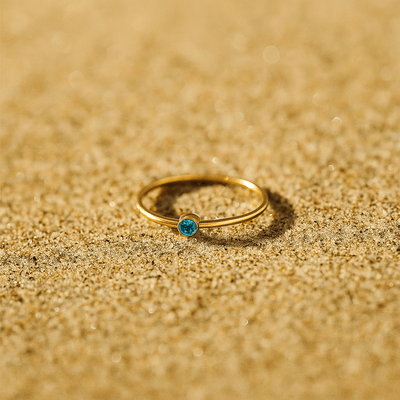 Anillo Colori – Chapado en oro y piedra de nacimiento