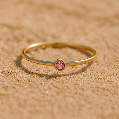 Anillo Colori – Chapado en oro y piedra de nacimiento