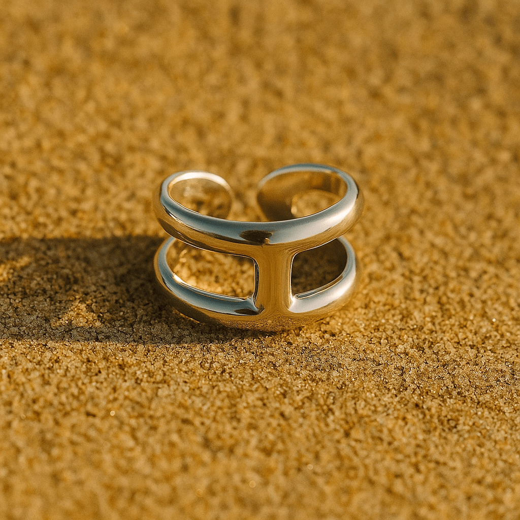 Anillo Elena – Baño de oro diseño arquitectónico