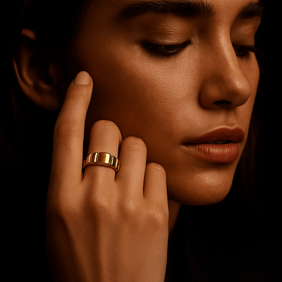 Anillo Cascata – Baño de oro 14k con relieve gráfico