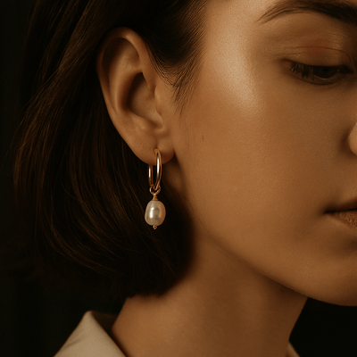 Pendientes Agata – Aros dorados y perlas naturales