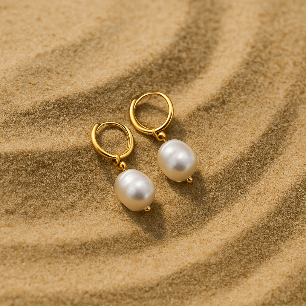 Pendientes Agata – Aros dorados y perlas naturales