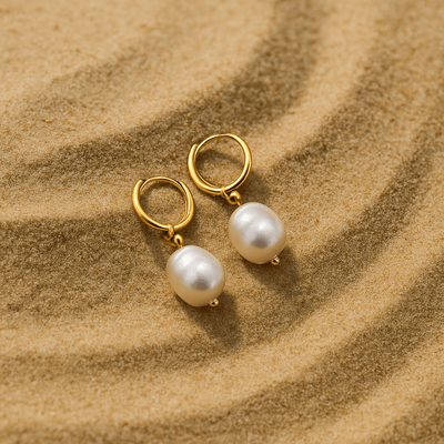 Pendientes Agata – Aros dorados y perlas naturales