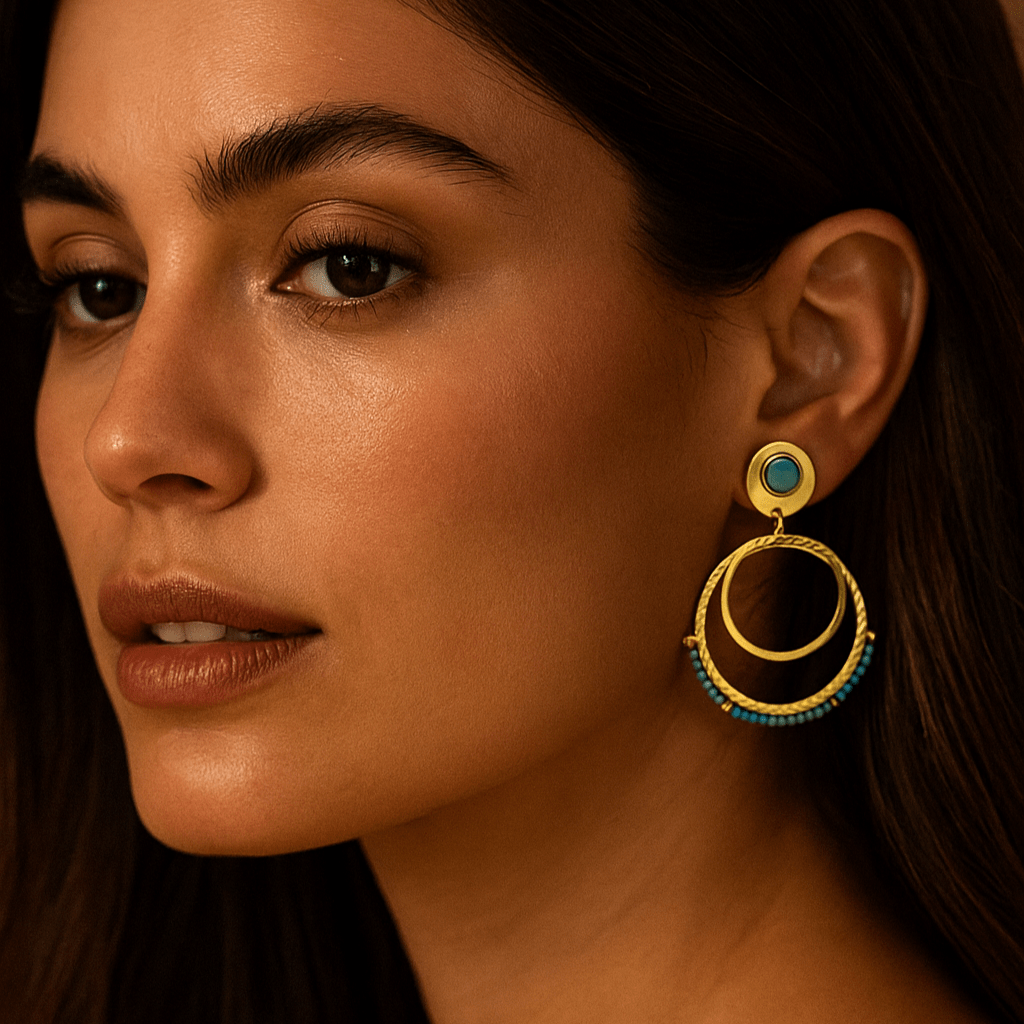 Pendientes Profumo – Oro 18k y cabujón turquesa
