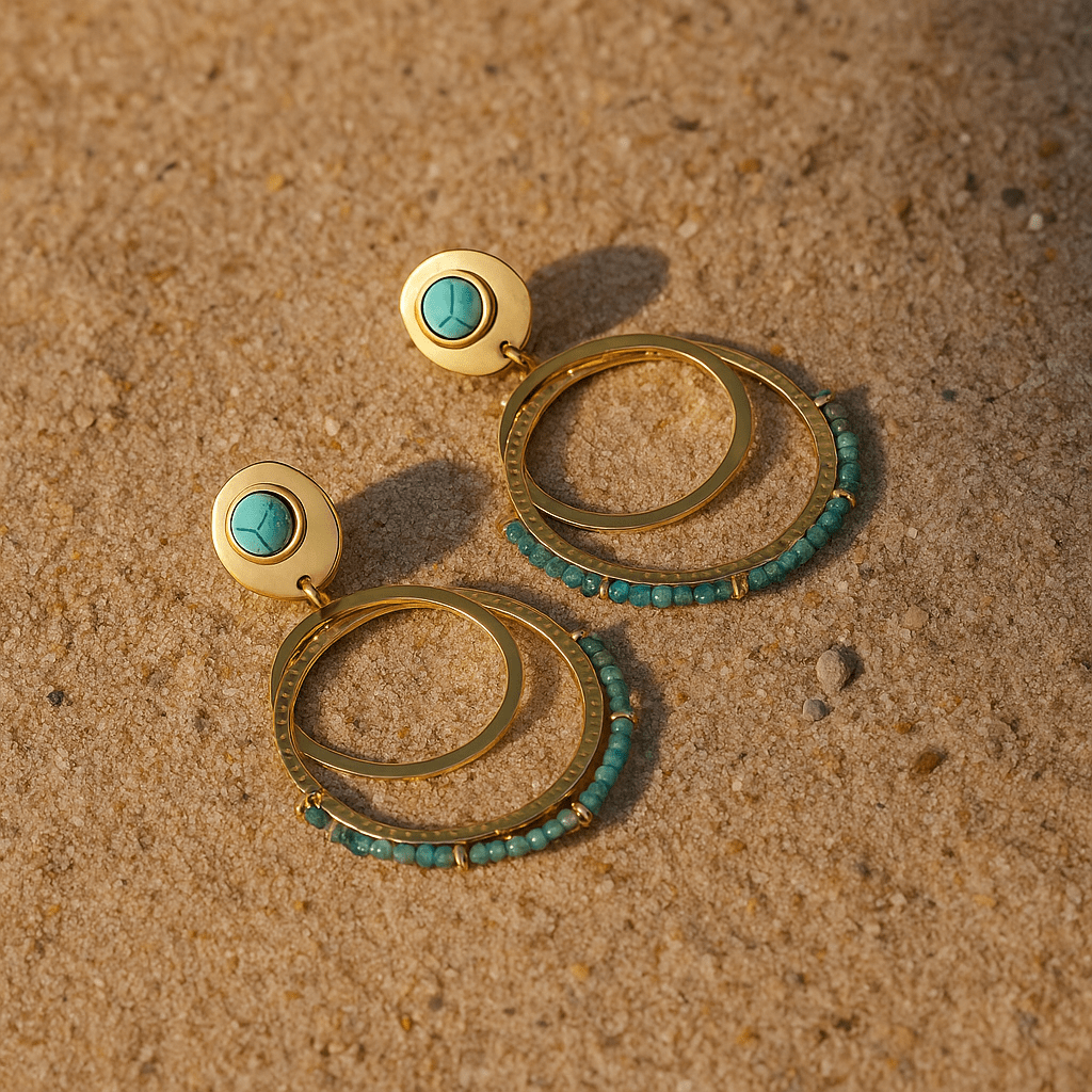 Pendientes Profumo – Oro 18k y cabujón turquesa