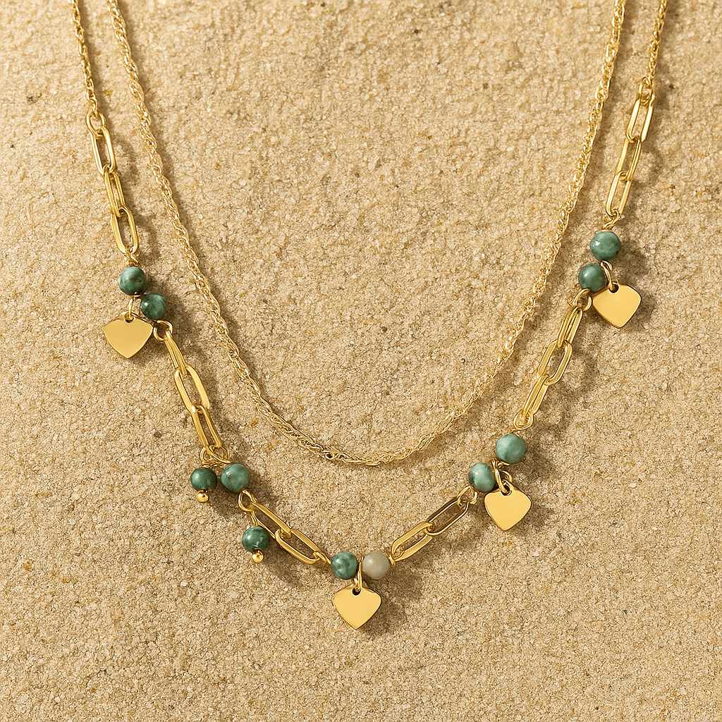 Collar Leggerezza – Doble cadena y perlas naturales