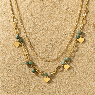 Collar Leggerezza – Doble cadena y perlas naturales