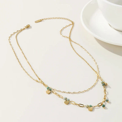 Collar Leggerezza – Doble cadena y perlas naturales