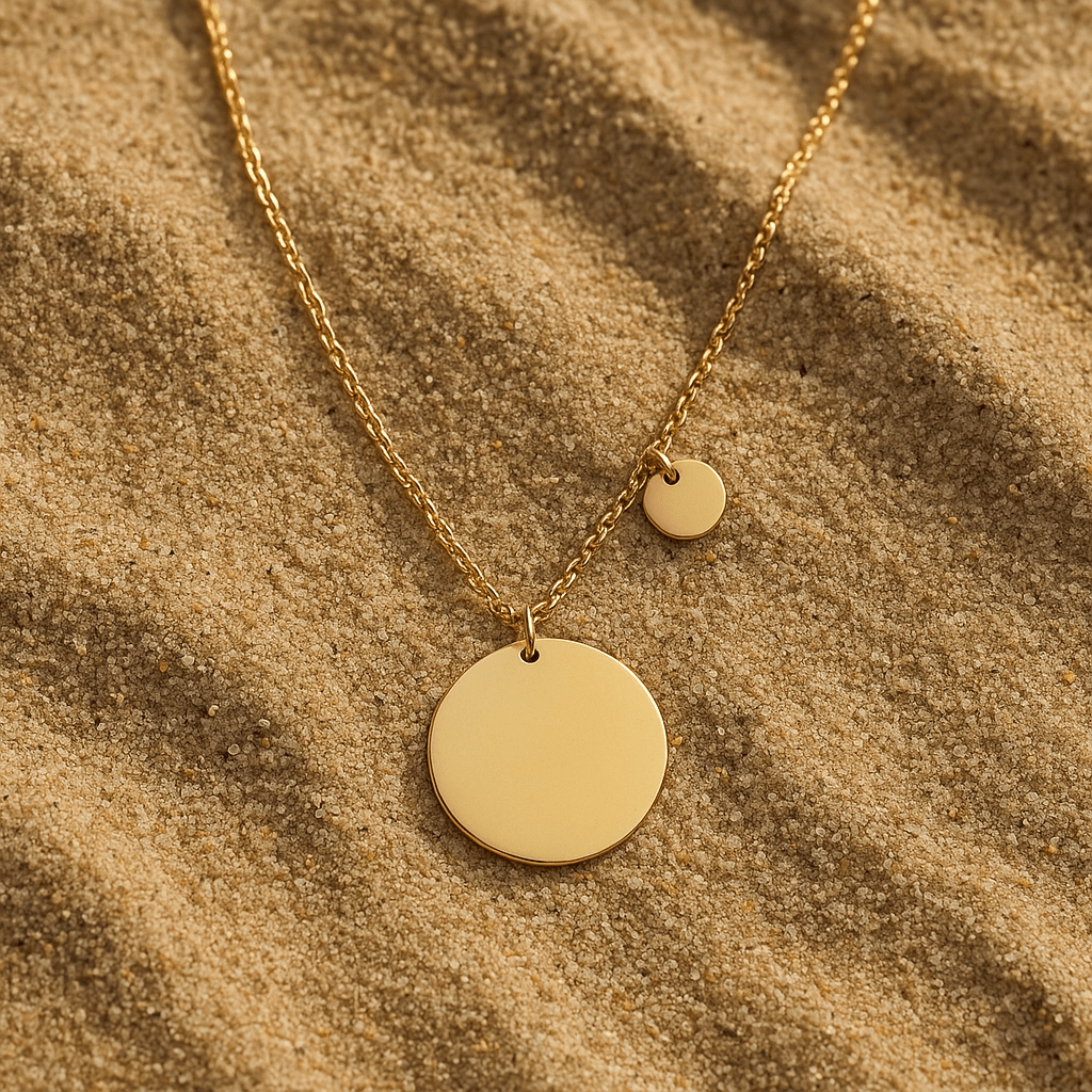 Collar Melodia – Acero plateado y dúo de medallas lisas