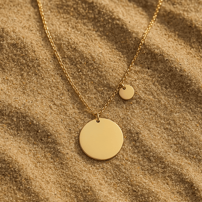 Collar Melodia – Acero plateado y dúo de medallas lisas