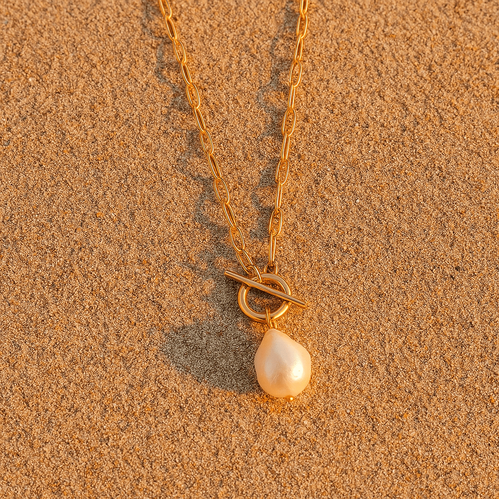 Collar Ágata – Chapado en oro 18k y perla barroca