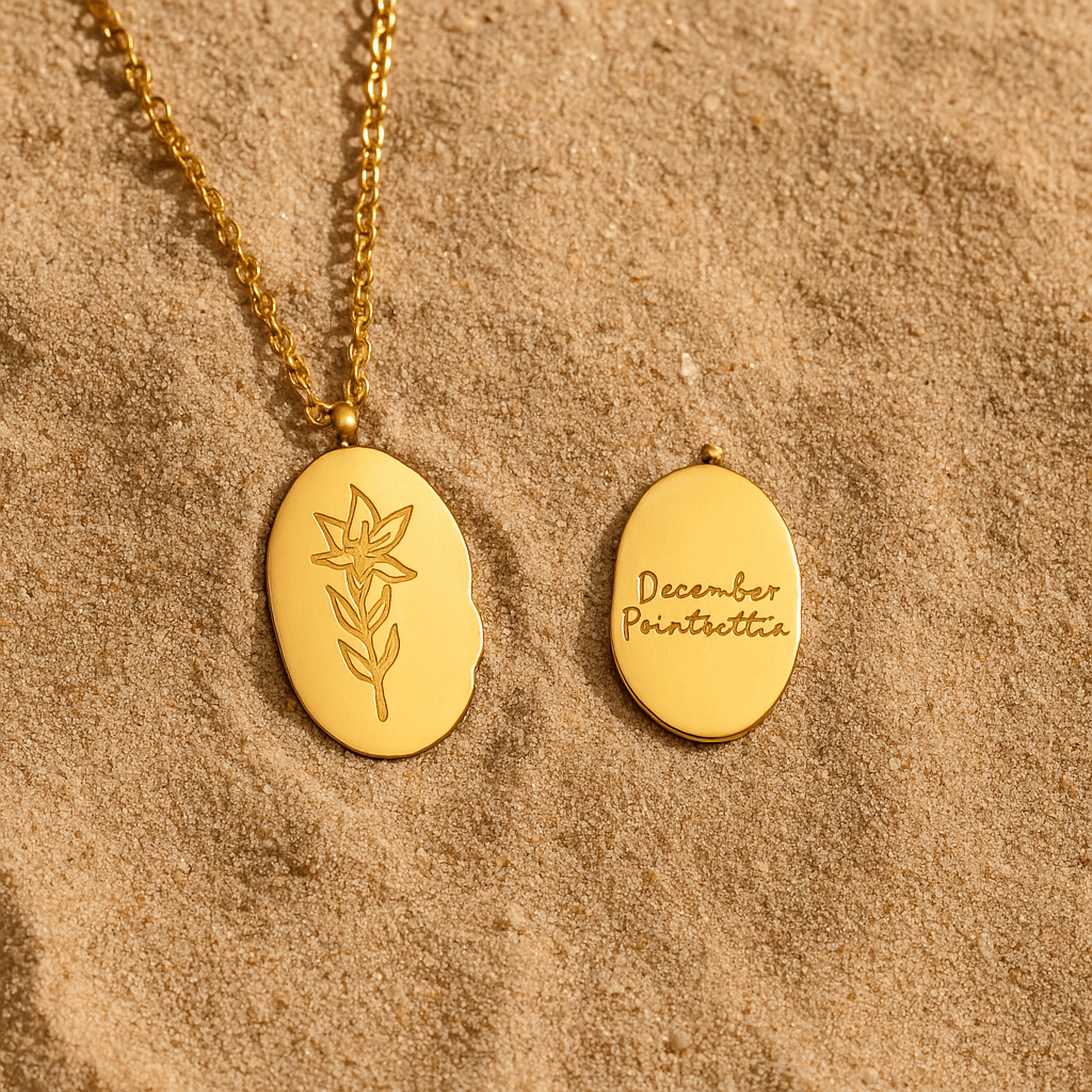 Collar Primavera – Medallón grabado y flor del mes