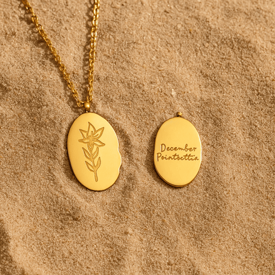 Collar Primavera – Medallón grabado y flor del mes