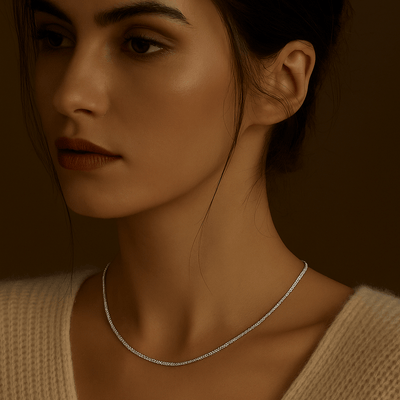 Collar Incanto – Plata 925 y malla diamantada