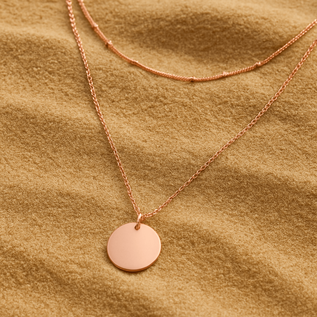 Collar Semplicità – Doble cadena y medallón liso