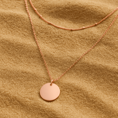 Collar Semplicità – Doble cadena y medallón liso