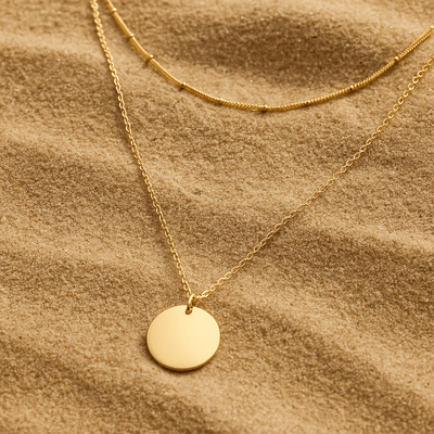 Collar Semplicità – Doble cadena y medallón liso