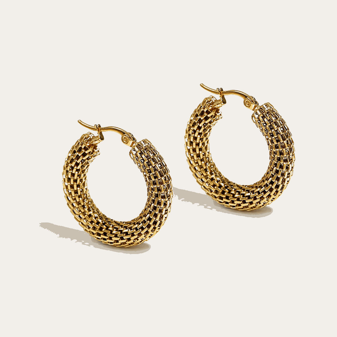 Pendientes Albero – Aros trenzados en acero chapado en oro de 18K