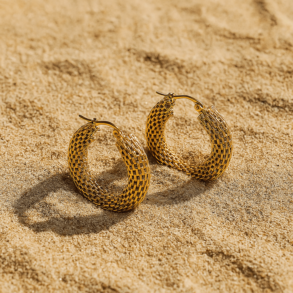 Pendientes Albero – Aros trenzados en acero chapado en oro de 18K