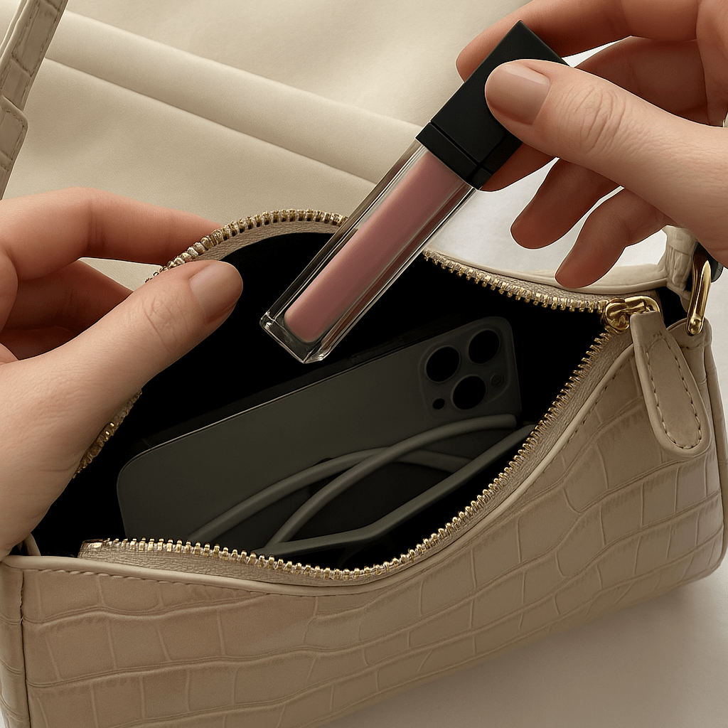 Bolso Cora – Mini baguette croco vegano con cremallera