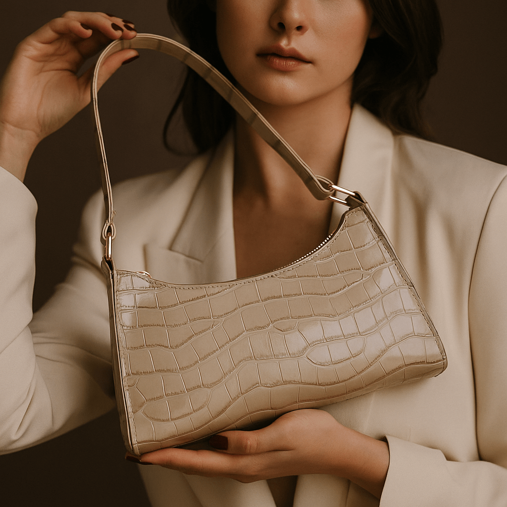 Bolso Cora – Mini baguette croco vegano con cremallera