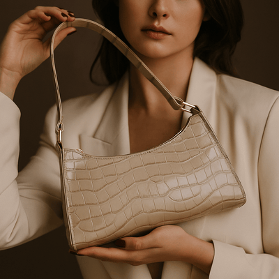 Bolso Cora – Mini baguette croco vegano con cremallera