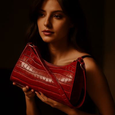 Bolso Cora – Mini baguette croco vegano con cremallera