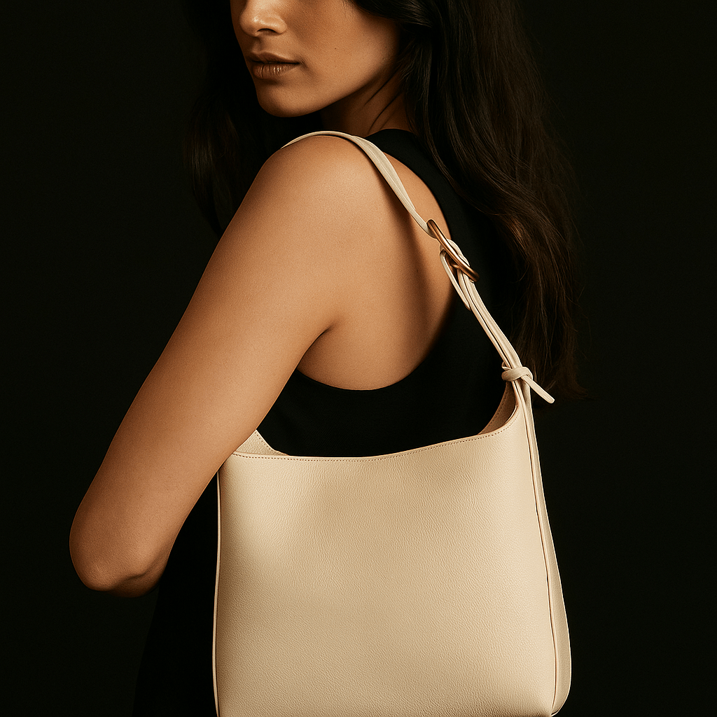 Bolso Alba – Hobo minimal cuero vegano y hebilla dorada