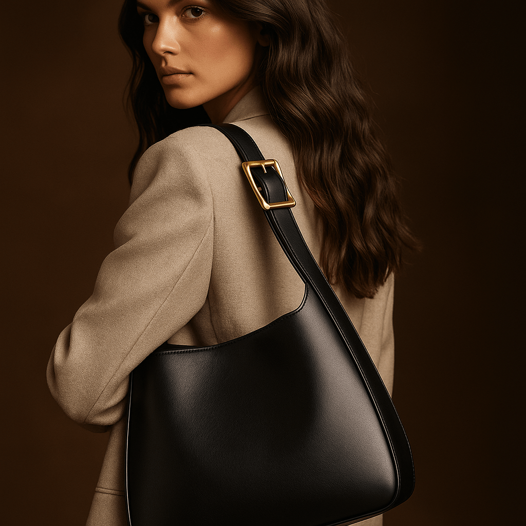 Bolso Alba – Hobo minimal cuero vegano y hebilla dorada