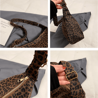 Bolso Lupa – Hobo leopardo en tela y correa ajustable