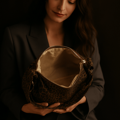 Bolso Lupa – Hobo leopardo en tela y correa ajustable