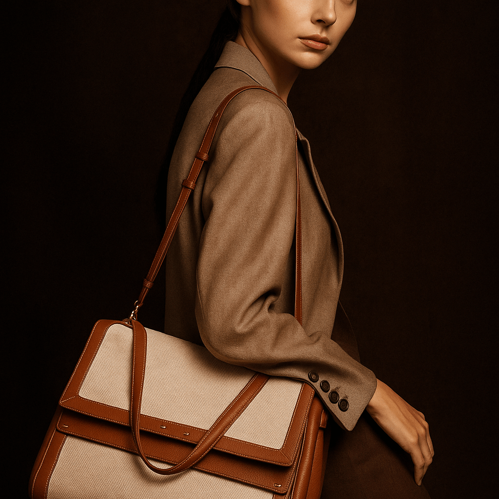 Bolso Siena – Doble solapa, cuero napa y tela impermeable