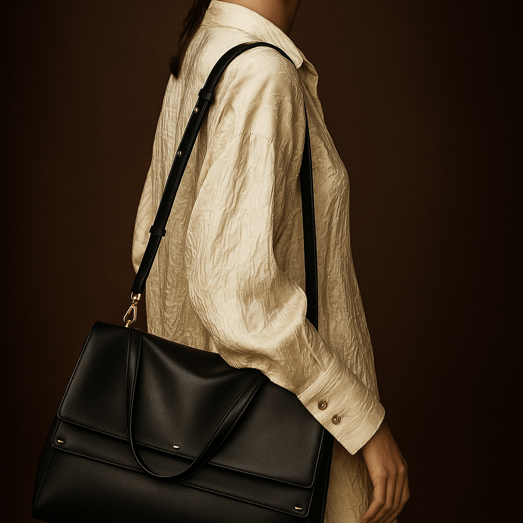 Bolso Siena – Doble solapa, cuero napa y tela impermeable