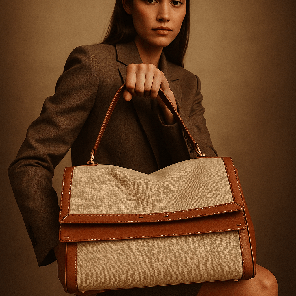 Bolso Siena – Doble solapa, cuero napa y tela impermeable