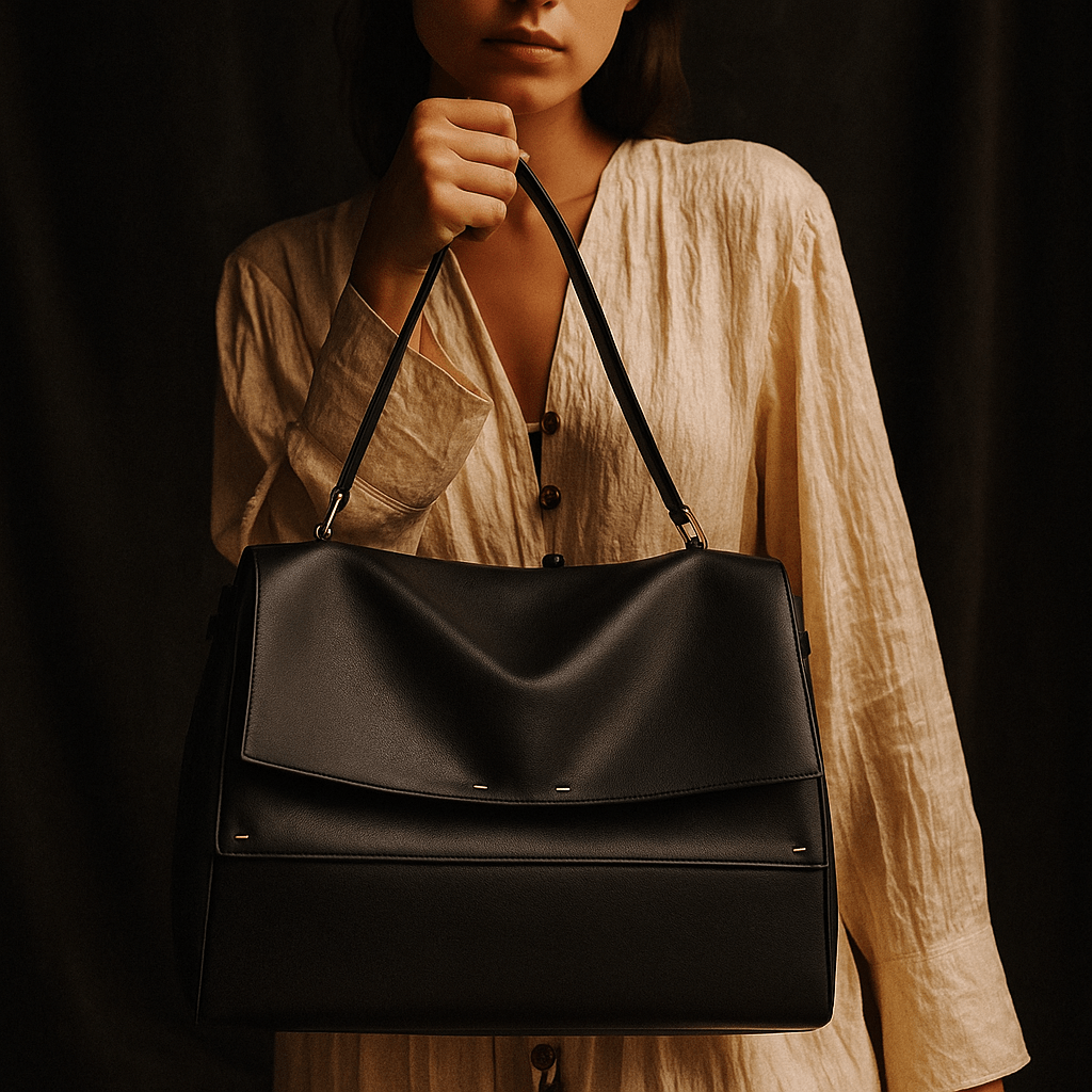 Bolso Siena – Doble solapa, cuero napa y tela impermeable