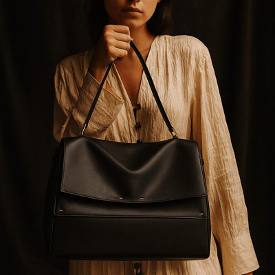 Bolso Siena – Doble solapa, cuero napa y tela impermeable